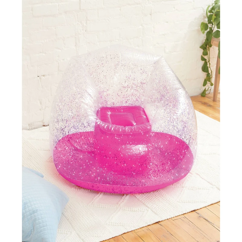 Make It Real 3C4G® Pink Glitter Confetti Inflatable Chair