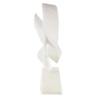 19" White Textured Wave Sculpture with Elevated Base
