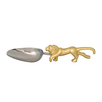 Hello Honey Stainless Steel and Cast Aluminum Scoop with Lion Shaped Handle, Gold Finish