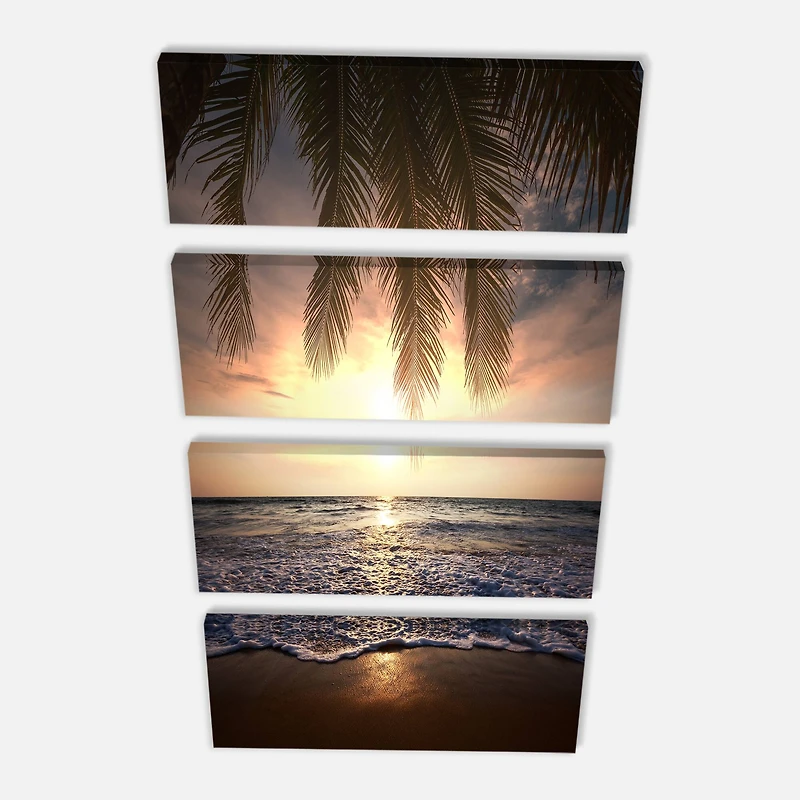 Designart - Tropical Beach with Palm Leaves