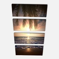 Designart - Tropical Beach with Palm Leaves
