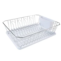 Kitchen Details White 3-Piece Chrome Dish Rack Set
