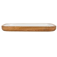 Hello Honey® 16" White Enameled Mango Wood Tray