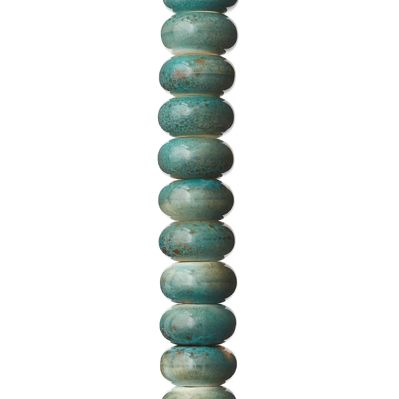 12 Pack: Aqua Ceramic Rondelle Beads, 14mm by Bead Landing™