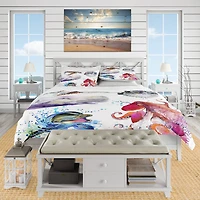 Designart 'Amazing Undersea Life Collage' Nautical & Coastal Bedding Set