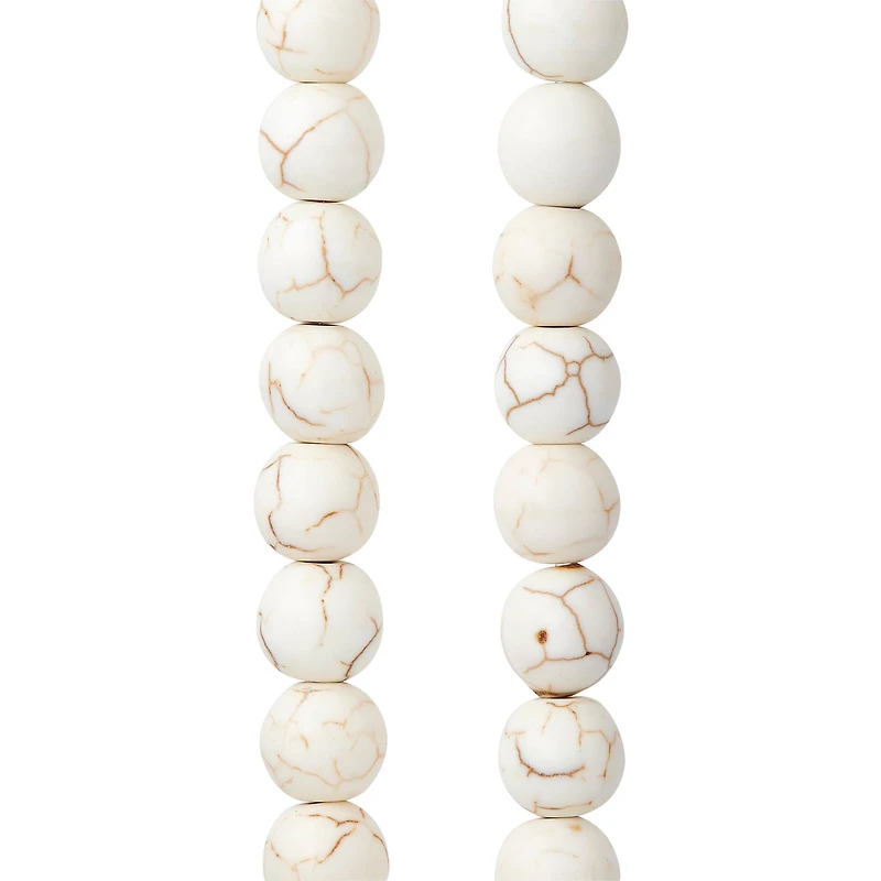 12 Pack:  White Crackle Dyed Howlite Round Beads, 8mm by Bead Landing™