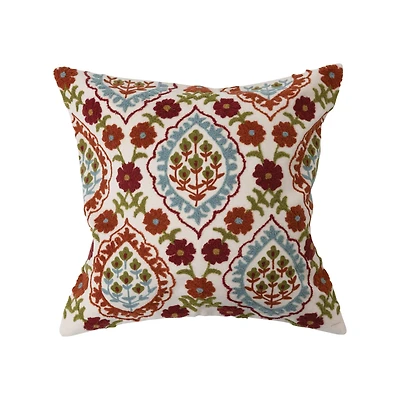 Hello Honey® Multicolor Embroidered Pattern Cotton Throw Pillow