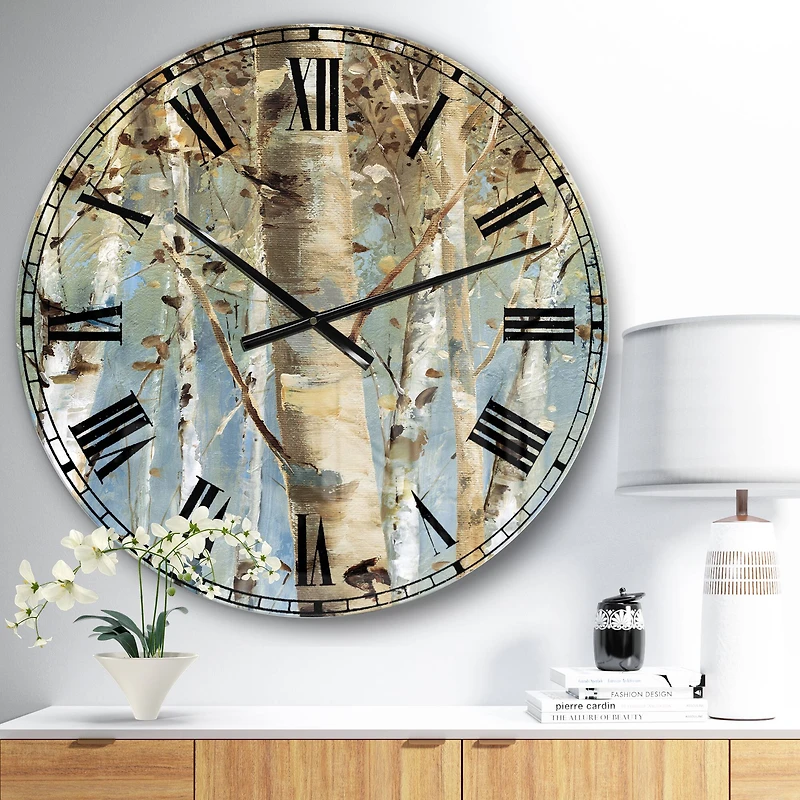 Designart 'White Birch Forest Ii Farmhouse Wall Clock