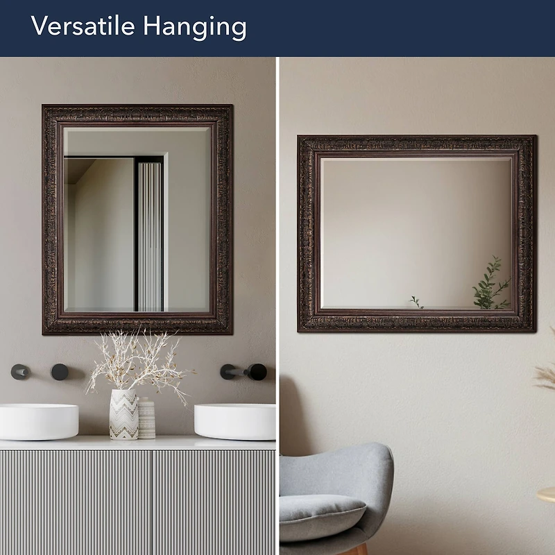 Head West® 34.5" Ornate Bronze Rectangular Framed Beveled Wall Mirror