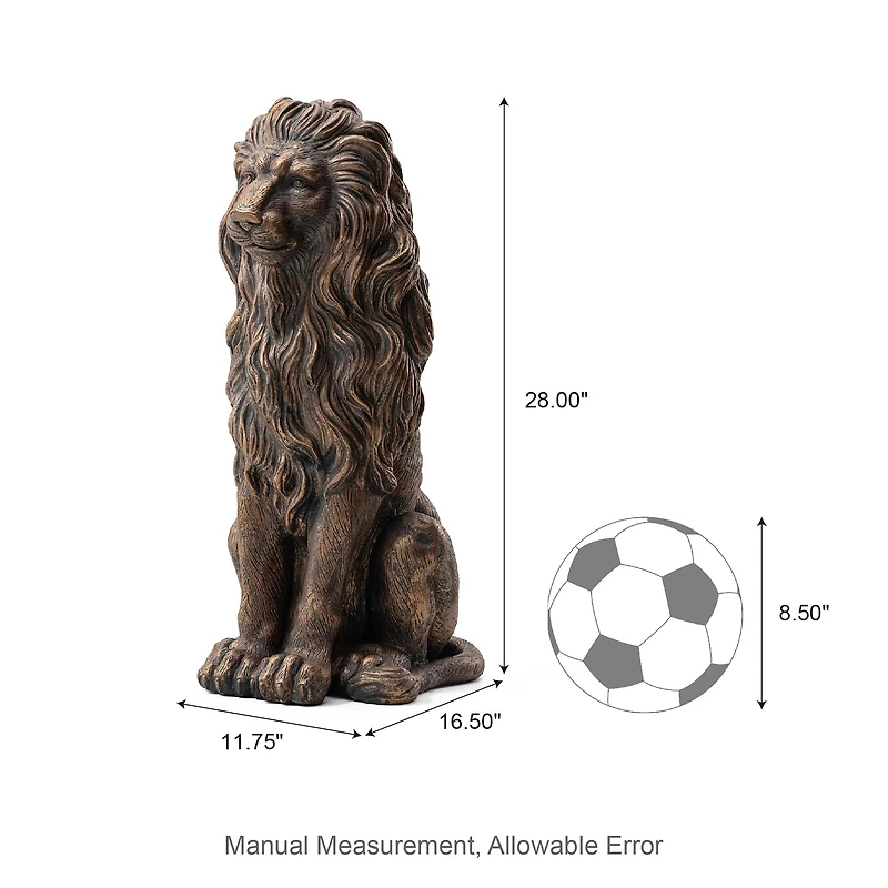 Glitzhome® 2ft. Oversized Bronze Sitting Lion Garden Statue