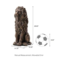 Glitzhome® 2ft. Oversized Bronze Sitting Lion Garden Statue