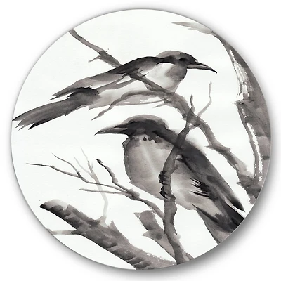 Designart - Vintage Monochrome Sleeping Crows