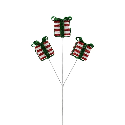 11.75" Red & White Glitter Gift Box Pick by Ashland®