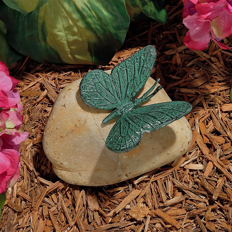 Design Toscano 6" Emerald Verde Butterfly on Rock Statue