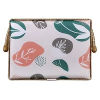 SINGER® Large Tan Organic Print Sewing Basket with Sewing Scissors & Notions