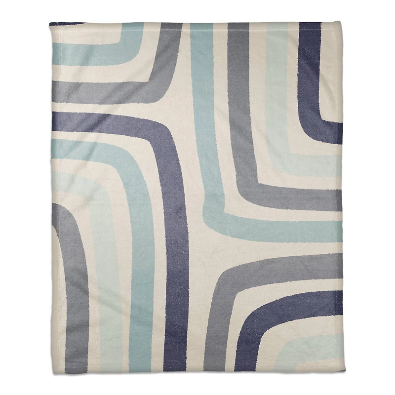 Abstract Blue Stripes Fleece Throw