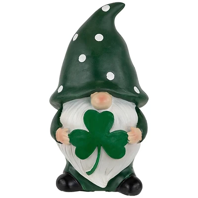 7.75" Shamrock Gnome St. Patrick's Day Outdoor Garden Statue