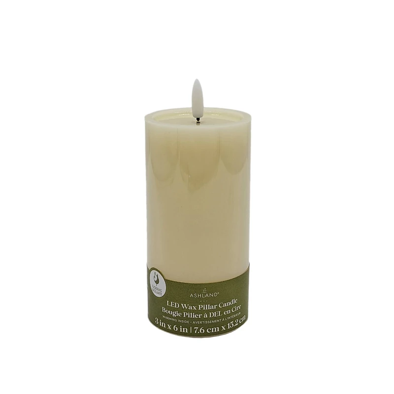 3" x 6" Flickering LED Wax Pillar Candle by Ashland