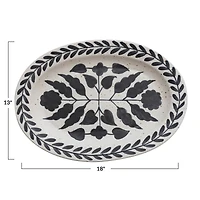 Hello Honey® 18" Black & White Hand Painted Stoneware Platter