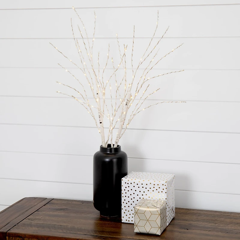 2 Pack 2.5ft. Pre-Lit White Birch Artificial Christmas Branches, Warm White Micro LED Lights