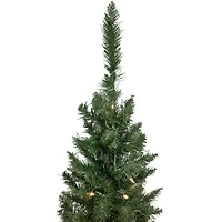 2 Pack 4ft. Pre-Lit Porch Pine Topiary Artificial Potted Christmas Trees, Clear Lights