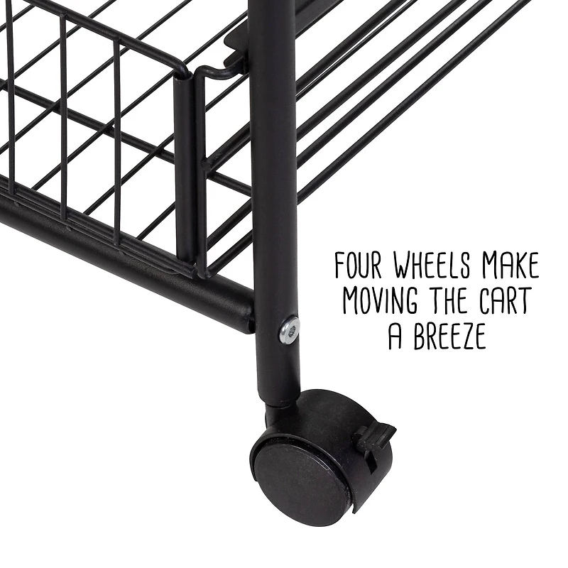 Honey Can Do Black 4-Tier Rolling Cart