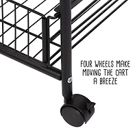 Honey Can Do Black 4-Tier Rolling Cart