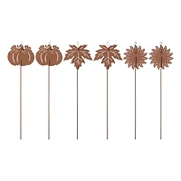 Glitzhome® 18" Fall Metal Pumpkin, Leave & Sunflower Yard Stake, 6ct.