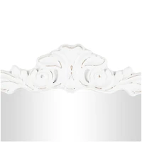 27" x 35", White Wooden  Arched Wall Mirror with Scroll Details