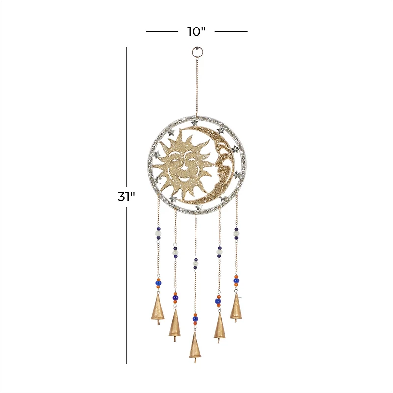 Silver Sun & Moon Metal Eclectic Windchime