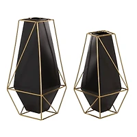 Black Metal Contemporary Vase Set