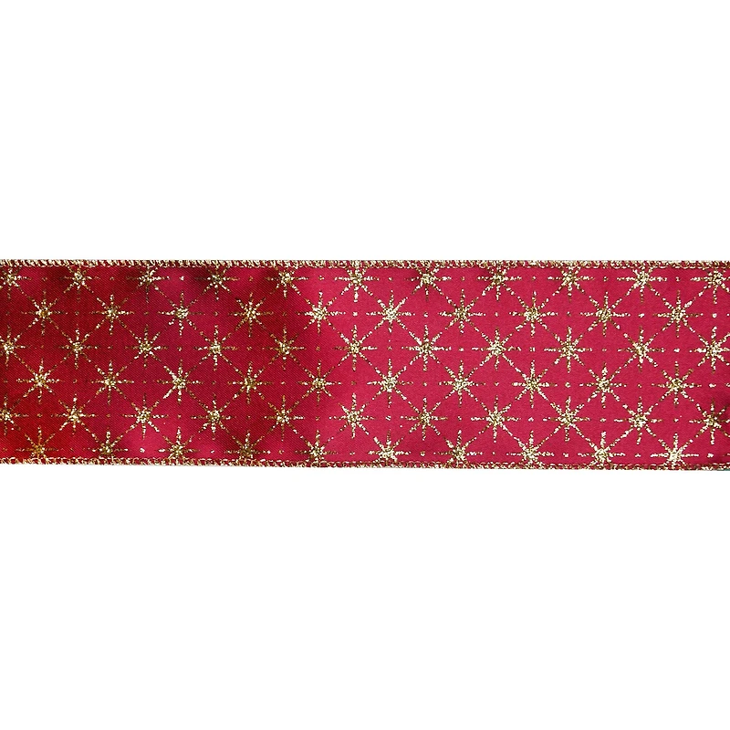 2.5" x 80ft. Burgundy & Gold Stars Wired Jumbo Ribbon by Celebrate It®