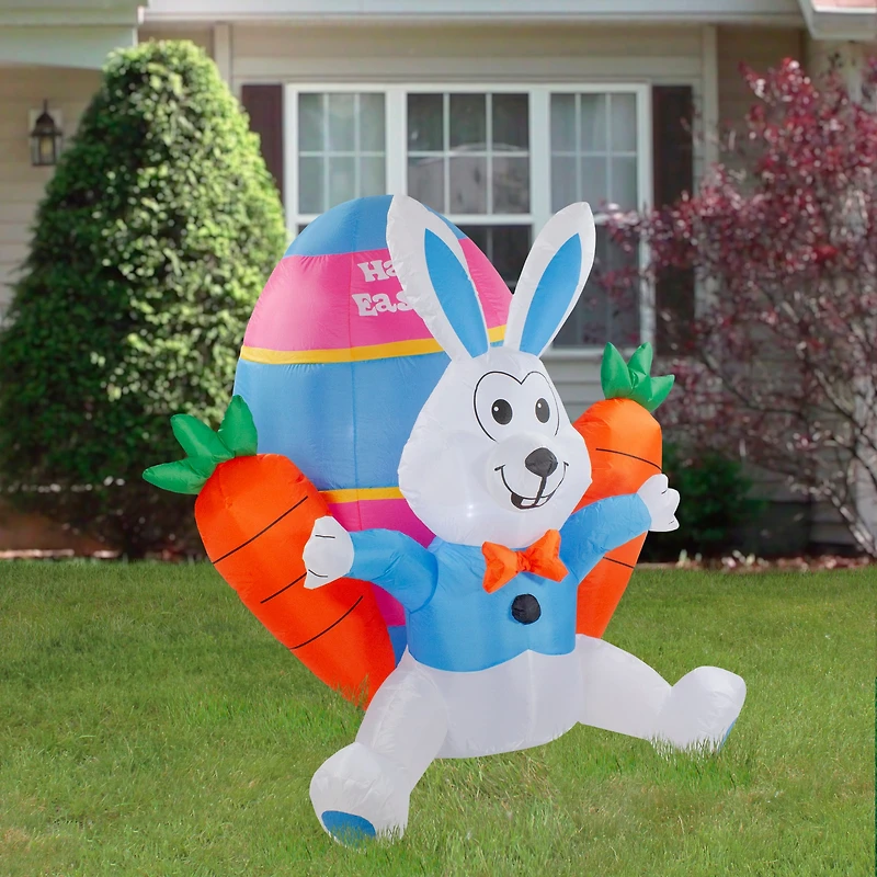 4.5ft. Lighted Inflatable Easter Bunny with Carrots Décor