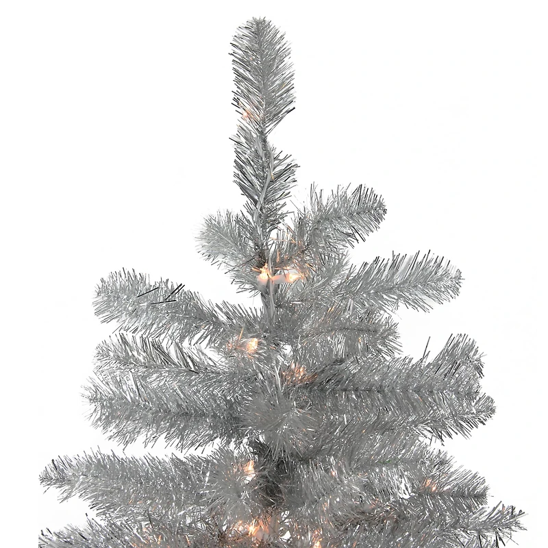 6.5ft. Pre-Lit Tinsel Artificial Christmas Tree. Clear Lights