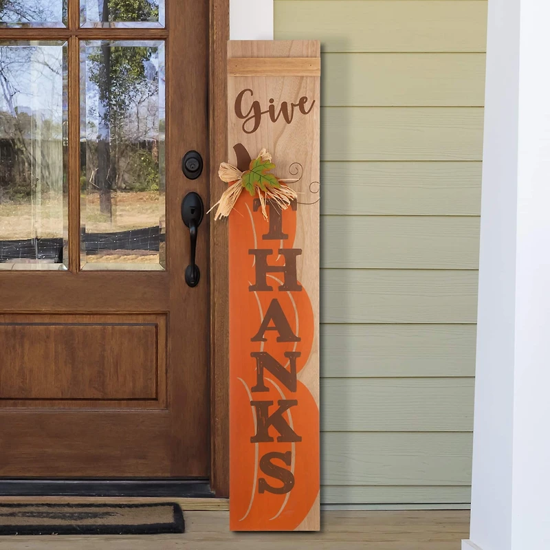Glitzhome® 3.5ft. Thanksgiving Wooden Pumpkin Porch Sign