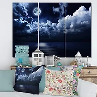 Designart - Full Moon in Cloudy Night Sky