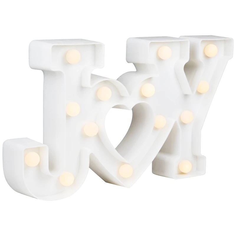 12.75" White Joy LED Christmas Marquee Wall Sign