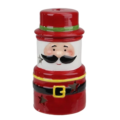 5.5" Red Ceramic Santa Gnome Tealight Candle Holder