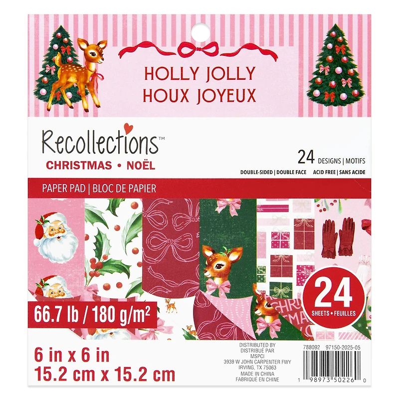 6" x 6" Holly Jolly Double-Sided Paper Pad, 24 Sheets by Recollections™
