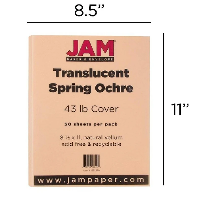 JAM Paper 8.5" x 11" Translucent Vellum Cardstock