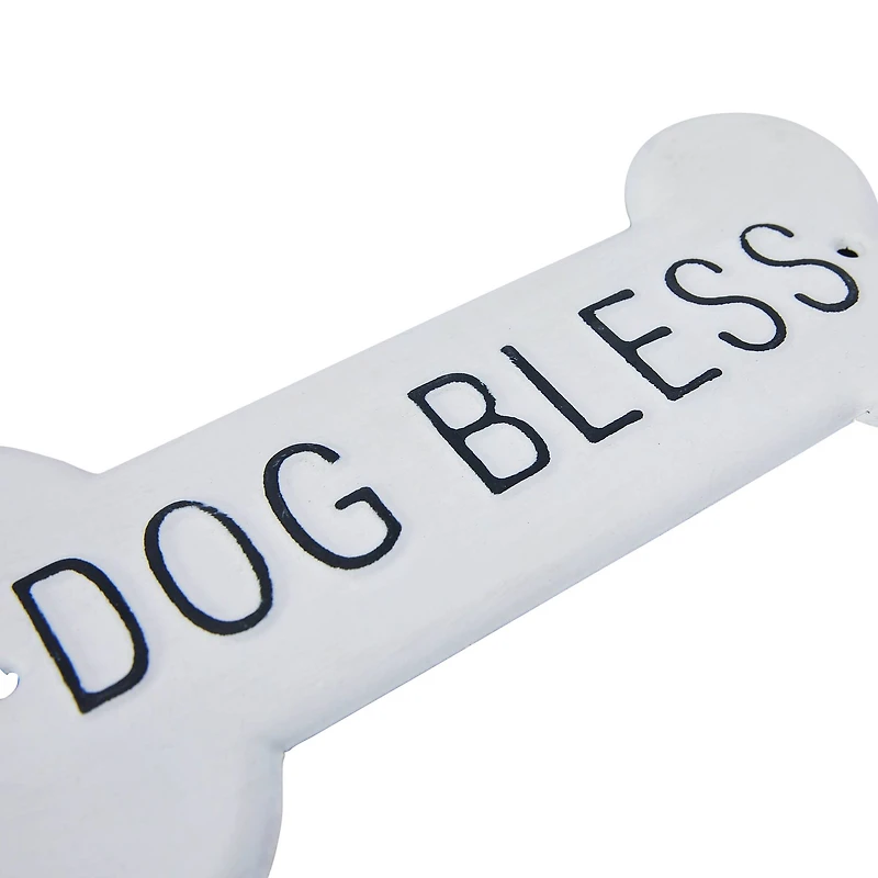 Hello Honey® White Decorative Metal Dog Bless Wall Sign