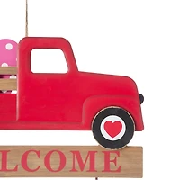 Glitzhome® 24" Metal Wooden Valentine's Truck Yard Stake & Hanging Sign