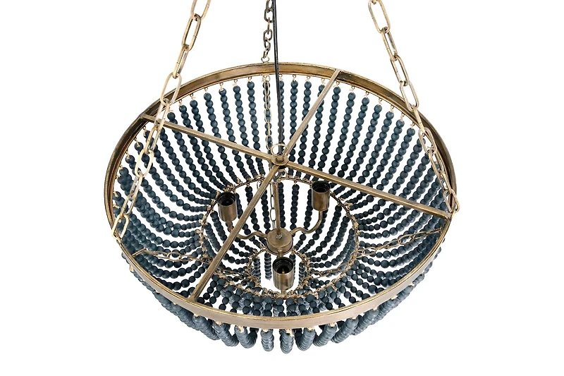 Hello Honey® 25.5" Iron Pendant Light With Blue Wood Beads