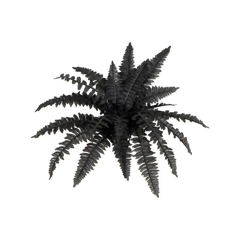 19in. Artificial Halloween Black Boston Fern - Set of 6