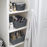 Simplify Charcoal Rattan Tote Basket Set, 3ct.