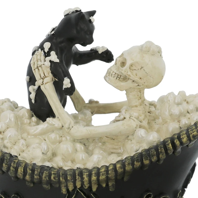7.75" Bathing Skeleton with Black Cat Tabletop Décor by Ashland®