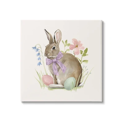 Stupell Industries Spring Bunny Rabbit Easter Eggs Blossoming Flowers Canvas Wall Art