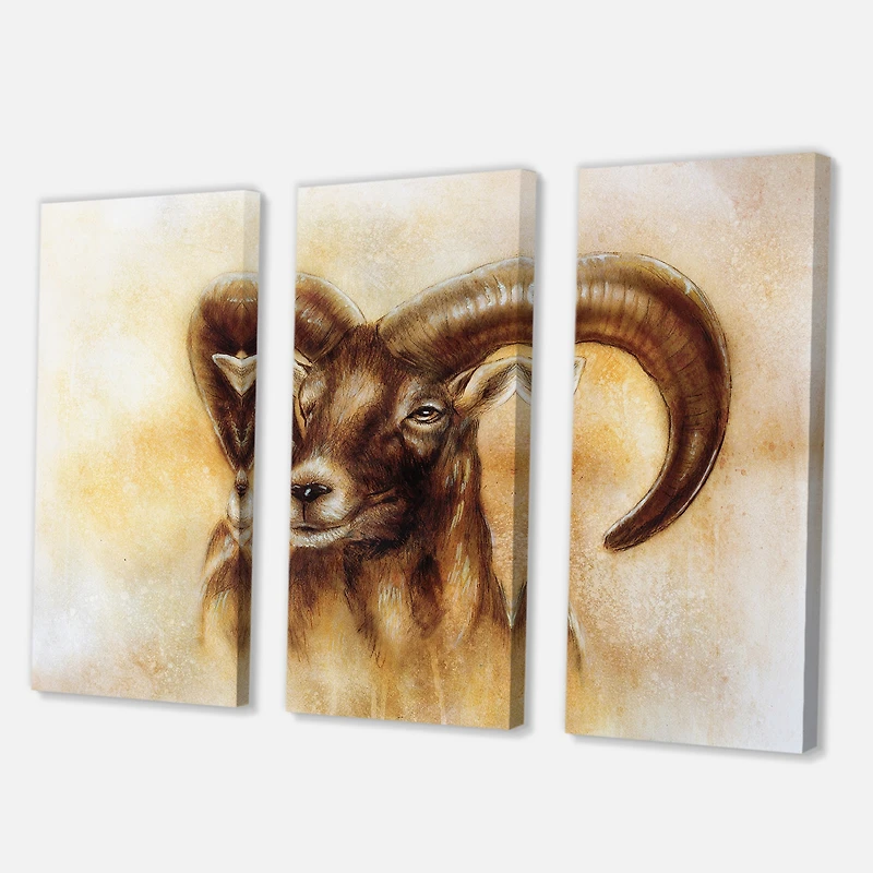 Designart - Portrait of Wild Ram With Mighty Horns I