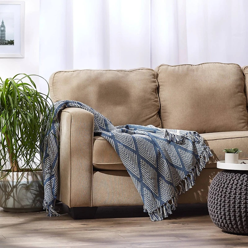 DII® Denim Blue Tone Multi Diamond Throw