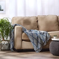 DII® Denim Blue Tone Multi Diamond Throw